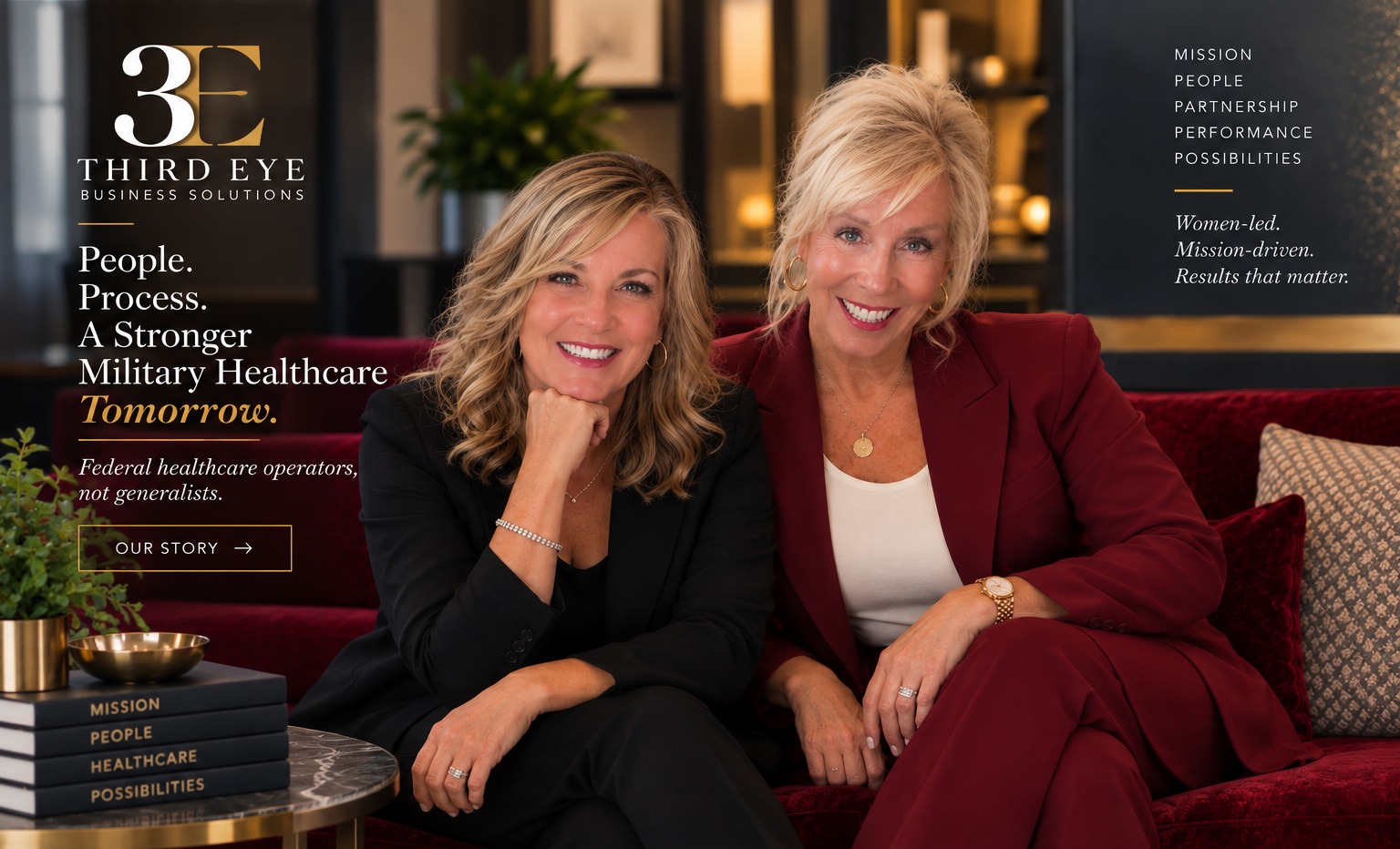 Bridget LaFleur and Kimberly Tillman Bahrami, founders of Third Eye Business Solutions. People. Process. A Stronger Military Healthcare Tomorrow.